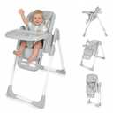 High Chair for Babies and Toddlers, Baby High Chair with Removable Tray, Adjustable Backrest, Footrest Height Settings, Space-Saving Design, Foldable (Light Gray)