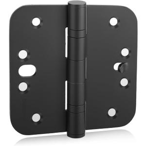 goldenwarm 3 Pack Ball Bearing Security Door Hinges for Exterior & Interior Doors 4inch Matte Black Stainless Steel Heavy-Duty Hinges for Outswing Doors, 5/8'' Radius Corners