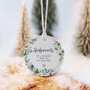 Ornaments Gifts for Godparents 2025,Thank You for Being Mine Gift for Parents in Law,Gifts from Godchild,Round Ceramic Ornament Keepsake,Double-Sided Printing with Ribbon and Gift Box(2.9") (Godpanents-dark Green)