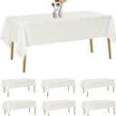 6 Pack Rectangle Tablecloth 60 x 102 Inches Ivory Table Cloth Stain and Wrinkle Resistant Washable Polyester Fabric Table Cover for Party, Wedding and Banquet Decoration