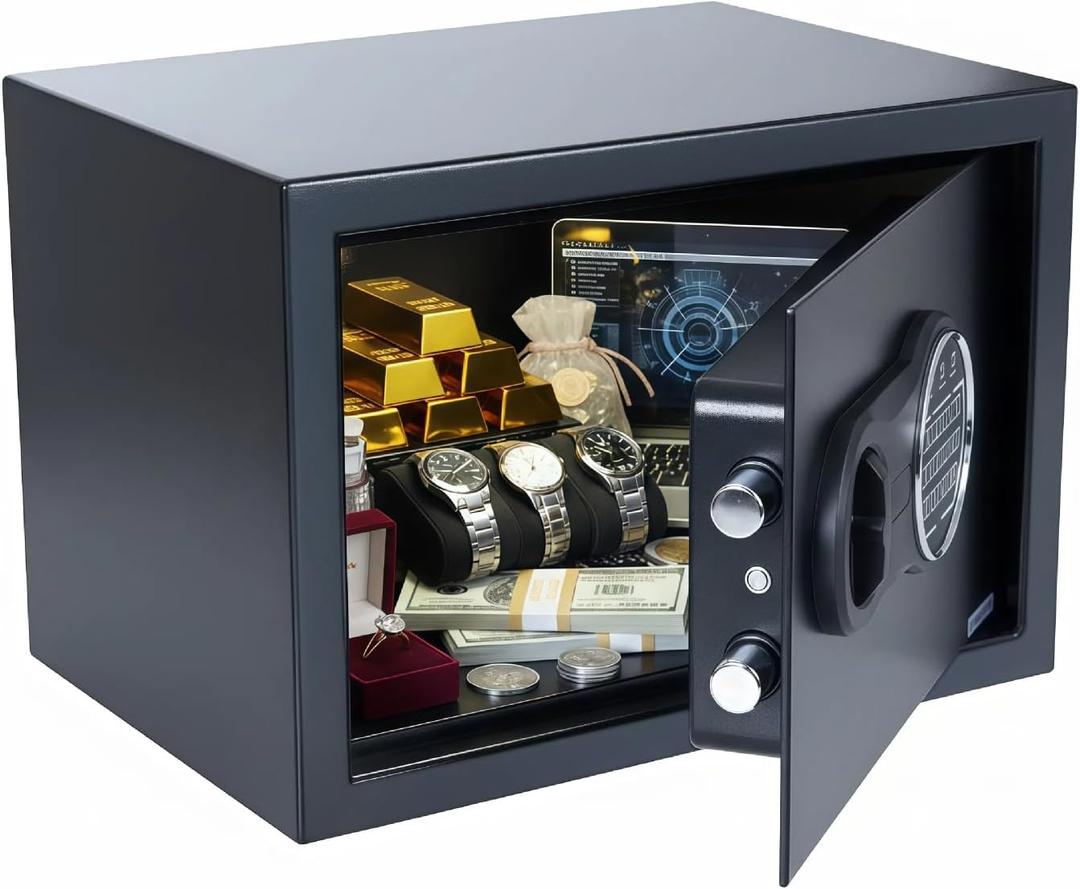 NorthSky Anti-theft Fireproof Safe Box, 0.58 Cubic Feet - Digital Keypad & Key Lock, 13.78" x 9.84" x 9.84" - Suitable for Home Use to Secure Valuables, Jewelry, Cash and Documents