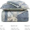 BLOOMHAVEN Quilt Set King Size, Patchwork Blue Floral Quilt Sets, Reversible Bedspread Lightweight and Breathable for All Seasons, Soft Quilted Bedspread with 2 Pillow Shams