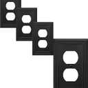 Single Duplex Outlet Light Switch Cover Belaire Beaded Metal Wall Plate, 4-Pack Black 1 Gang, for Receptacle Light Switch, Switch Cover Decorative Wallplate, Durable