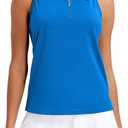MathCat Womens Golf Polo Shirts, Sleeveless 1/4 Zip UPF 50+ Tennis Tank Top, Racerback with Collar Athletic Shirt Quick Dry (Small, Lake Blue)