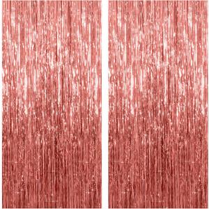 2 Pack Rose Gold Backdrop Birthday Decorations Foil Curtain Bachelorette Party Decor Rose Gold Decor Party Streamers Groovy Birthday Decorations Backdrop