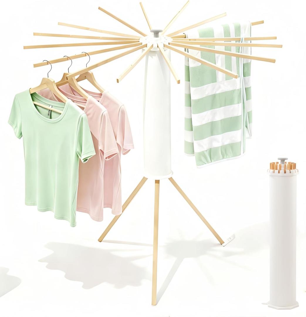 Tripod Clothes Drying Rack, Garment Rack Portable and Foldable Space Saving Laundry Drying Rack - Drying Rack Clothing Floor Folding Balcony Bedroom Household