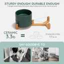 SPUNKYJUNKY Ceramic Dog and Cat Bowl with Wood Stand Non-Slip Matte Glaze Weighted Food Water Set for Cats &Small Dogs 13.5 OZ Green