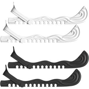 Ice Skate Guards, 2 Pack, Hockey Shoes Ice Skates Blade Covers, Adjustable Figure Skate Protector Accessories (Small, Black white)