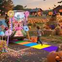 Halloween Candytown Trunk or Treat Decorations Kit Outdoor Candy Trunk or Treat Decoration with Sweet Candy Lollipop Banner Balloon Sticker for Suv Car Archway Garage Door Haunted House Party Supplies