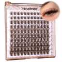 Mavphnee Brown Lash Clusters Kit Natural Eyelash Extension Kit Gently Fluffy Lashes Extensions CCurly Dark Brown Cluster Lashes with Lash Bond and Seal Clear and Tweezers Daily DIY Lash Kit (154PCS, 816MM)