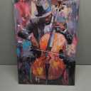 CXHOSTENT Black Jazz Canvas Wall Art Abstract Black Music Painting Prints African American Picture Musical Instruments Artwork for Men Room Decor Framed (Black, 16.00" x 24.00")