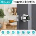 Fingerprint Smart Door Knob with Fingerprint & Keypad, App Controlled Biometric Keyless Entry Door Lock for Bedroom, Storage Room, ApartmentOffice, Hotel (Silver)-HL-8