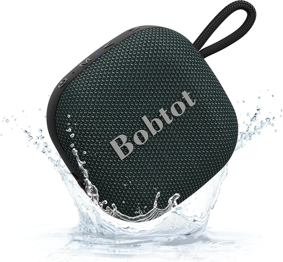 Bobtot Portable Wireless Bluetooth Speaker - IPX7 Waterproof Show Speakers with 16H Playing Time, Loud Stereo Sound, Built-in Mic, TWS, Small Size with Carry Lanyard, Dark Blue