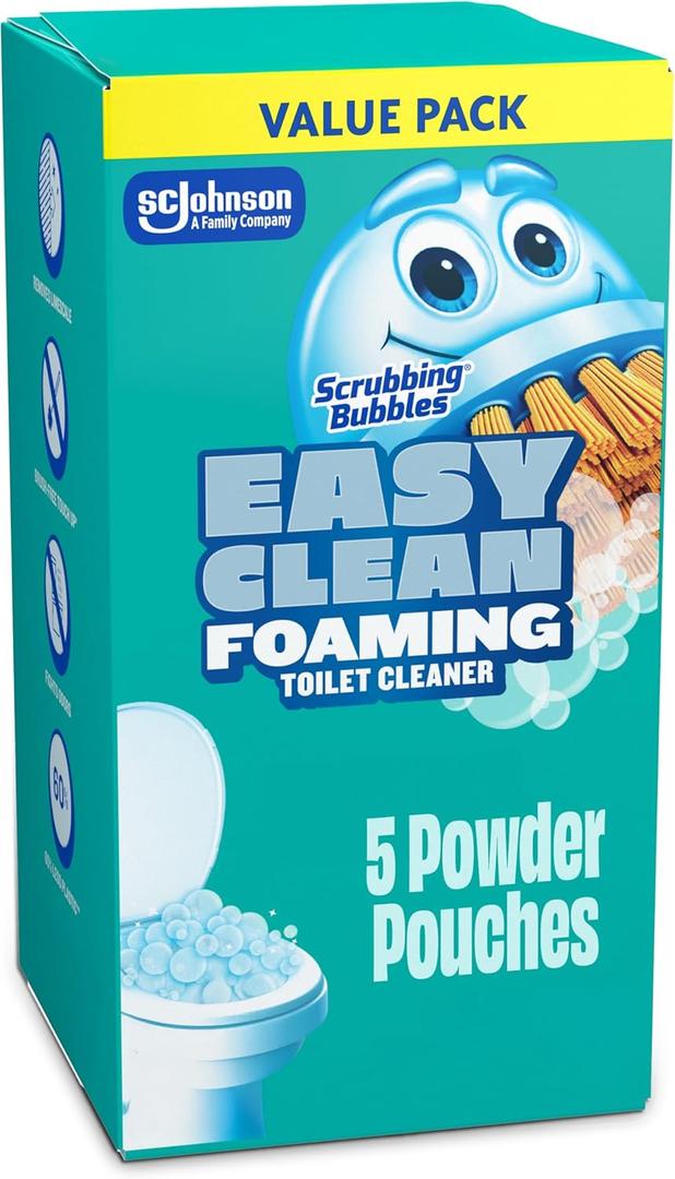 Scrubbing Bubbles Easy Clean Foaming Toilet Bowl Cleaner, Easy Toilet Drop In Powder Pouches, 100g (5 Pouches) (1.4 Ounce (Pack of 5))