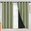 SimpleHome 100% Blackout Curtains for Bedroom, Thermal Insulated Sage Grommet Window Drapes Room Darkening Curtains for Living Room with Black Back, 52 x 54 Inch, 2 Panels