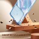GVIEWIN for Samsung Galaxy S23 Ultra Case with Slide Camera Cover, [Built-in Screen Protector] [2 Front Frames] Military Grade Shockproof, Marble Protective Phone Case 6.8", Aurora/Azure Blue