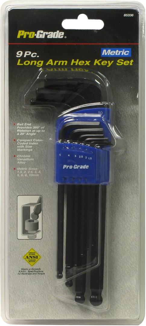 Allied 85336 9 Piece Metric Long Arm Ball End Hex Key Set