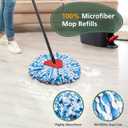 4 Pack Spin Mop Refill Replacement Head Compatible with EasyWring 1-Tank System Spinning Mop, with 1 Swivel Mop Base, 100% Microfiber Deep Cleaning Machine Washable - Blue