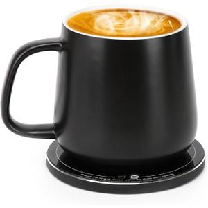 APEKX Warm Cup Coffee Mug Warmer Set - Smart Stable Constant Temperature 131F, 15W Wireless Charging, 12.8 oz Capacity - Supports USB-C Interface, Automatic Power On/Off Function (4 H) (Black)