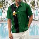 American Flag Shirts for Men Hawaiian Button Down Beach Shirts Casual Short Sleeve Bowling Shirts (XL)