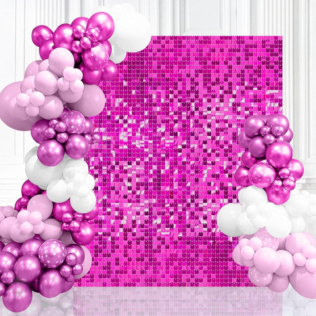 Shimmer Wall Panels Sequin Wall Hot Pink Shimmer Wall 6FTx4FT Party Glitter Background for Wedding Anniversary Birthday Bridal Shower Decorations