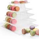 5 -Tier Macaron Tower Stand, Square Tiered Dessert Cake Display Stand Serving Tray for Birthday Party, Wedding, Baby Shower, French Macarons, Bakery Decor -Transparent
