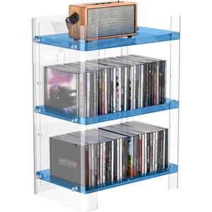 3 Tier Clear Acrylic CD Organizer, Holds Up to 54 CDs, Countertop Storage, Media Shelf, Home Office