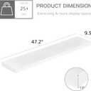 QEEIG Floating Shelves for Wall 47.2" Extra Long - Wall Mounted Shelf Bathroom Kitchen Living Room Bedroom Farmhouse Home Decor Display Bookshelf Large 47.2 x 9.3 inch Set of 2, White (008-120W)