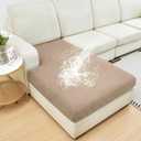 NAISI Waterproof Couch Cushion Covers Thick Velvet Fabric Washable Sofa Slipcovers 1 Piece Individual Sectional Couch Covers with Elastic Bottom(1 PC for Chaise Lounge,Sand)