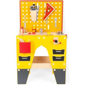 Wooden Tool Bench for Kids Pretend Play Workbench Set with Realistic Tools, STEM Construction Workshop Toys, Gift for 3 4 5 Year Old Boys & Girls
