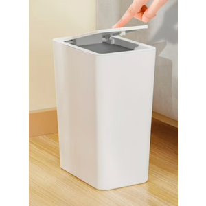 Small Trash Can with Lid, 10L Plastic Trash Bin, 2.6 Gallon Slim Garbage Bin Wastebasket with Pop-Up Lid for Bathroom, Bedroom, Office, Kitchen