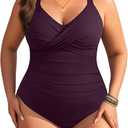 Aqua Eve Plus Size One Piece Swimsuit - Women's Tummy Control Bathing Suit Retro Full Coverage Swimwear 2025 XXL Purple