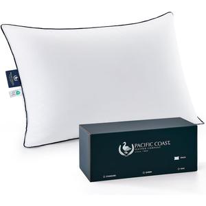 Pacific Coast White Goose Down Fiber Bed Pillow, Hotel Collection Pillow for Back, Stomach and Side Sleeper, Medium Supportive, Downproof, Standard Pillow 1 Pack