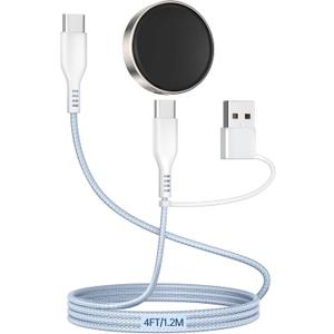2 in 1 USB C/A Charging Cable for Samsung Galaxy Watch Charger60W Type C to C Fast Charging Nylon Braided Cord for iPhone 17 S25 Ultra Travel Essentials for Samsung Watch 8/7/Ultra/6 Classic/5 Pro/4