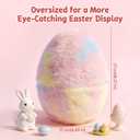 2 x Decorative Easter Egg with Raffia Grass and Card, Plush Fabric Tabletop Home Dcor, Openable Design for Spring Seasonal Display, 8.27 Inch (2)