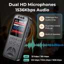 32GB Digital Voice Recorder, Small Voice Activated Recorders with Playback, 1536Kbps Audio, 70dB Noise Reduction, A-B Repeat Recording Device Portable Mini for Lectures, Meetings, Interview etc