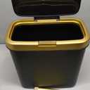 Procade Office Trash Can with Lid, Black Bathroom Trash Can with Gold Edge, Modern Narrow Garbage Can with Legs, Slim Plastic Trash Bin for Bedroom, Living Room,Kitchen,Toilet, 4 Gallon