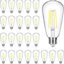 24-Pack Vintage E26 LED Edison Bulbs 100W Equivalent 1400LM High Brightness 8W ST58 LED Filament Light Bulbs 5000K Daylight White Medium Base CRI90+ Antique Clear Glass for Home Kitchen, Non-dimmable