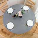 NLMUVW Round Fitted Vinyl Tablecloth with Elastic Edge 100% Waterproof Oil Proof PVC Table Cloth Wipe Clean Table Cover for Indoor and Outdoor, Flower Grey, 48" 36"-44"