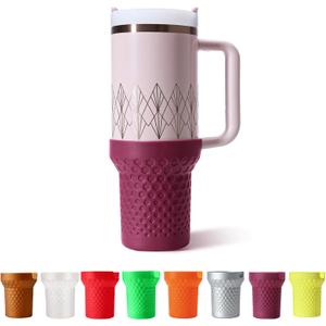 Cup Boot for Stanley, Silicone Protector Cover Accessories for Stanley Quencher H2.0 FlowState Tumbler 20oz/20oz/30oz/Stanley Adventure Quencher Tumbler 24oz (Plum)