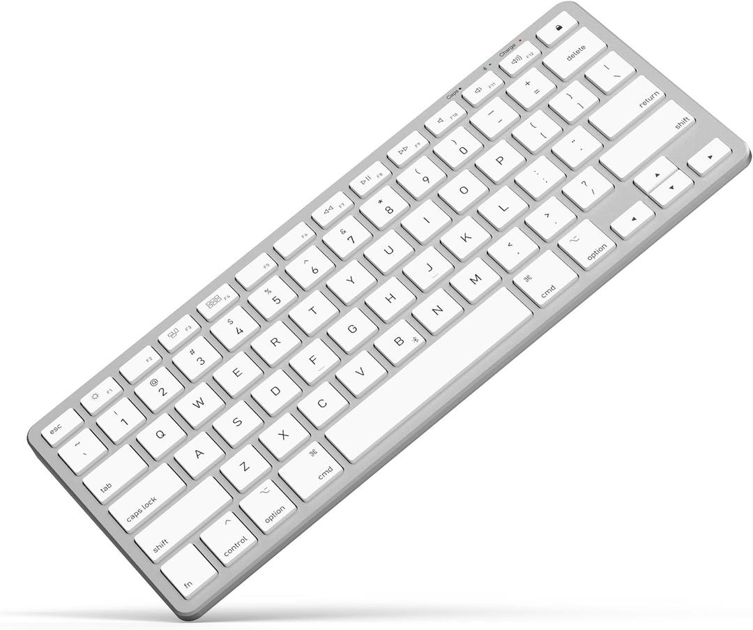 Compact Wireless Keyboard for Apple Mac OS with Optimized Shortcut Keys,Bluetooth-Enabled Connection, 45-Day Life Recharageable Battery, Scissor-Switch Keys Typing for iMac/Mac mini or MacBook Laptop