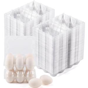 120 Pack Duck Egg Cartons Jumbo Egg Cartons Cheap Bulk with Sticker Labels Clear Empty Plastic Egg Containers Extra Large for Home Ranch Farm Commercial Market Display, 23 Grids