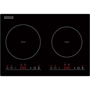 Empava Electric Stove Induction Cooktop Horizontal with 2 Burners in Black Vitro Ceramic Smooth Surface Glass 120V, 12 Inch