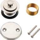 Bathtub Tub Drain Conversion Kit Assembly, Wellup Lift and Turn Twist Tub Drain Trim Kit with Two-Hole Overflow Faceplate, Brushed Nickel