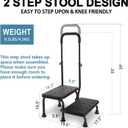2 Step Stool with Handle for Elderly - Bed Steps for High Beds with Adjustable Handrail &Non-Slip Platform, Holds up to 450 lbs