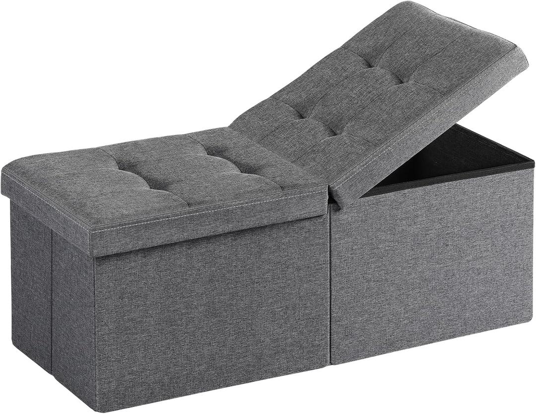 35-INCH Storage Ottoman Bench, Footrest with Storage, End of Bed Bench Coffee Table for Living Room, Bedroom, Entryway, Dark Gray