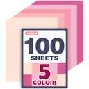 100 Sheets 8.5" x 11" Colored Cardstock, 5 Assorted Pink Shades of 180GSM/65LB Construction Paper, Pink Cardstock Printer paper for Card Making, DIY Crafts, School Supplies, Party Decorations