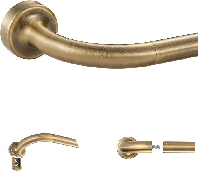 Antique Bronze Disc Curtain Rods, 28-48 Inches Window Curtain Rod,Adjustable Room Darkening Drapery Rod with Aluminum Finials and Brackets,Wrap Around Design