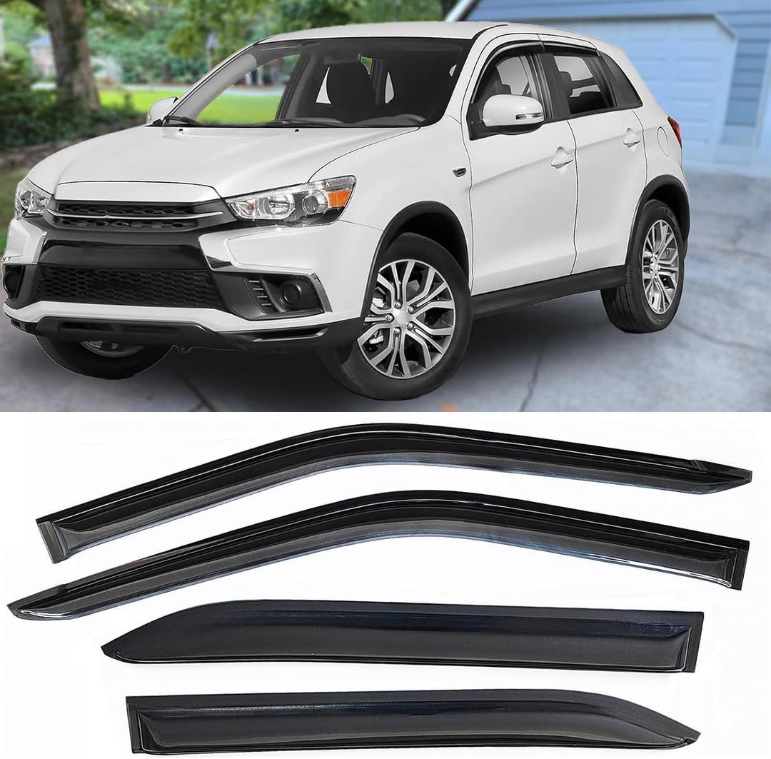 Window Visors Rain Guards for 2018-2025 Mitsubishi Eclipse Cross, 4-Piece Set Dark Smoke Window Deflectors Visors, Front & Rear Side Window Deflectors