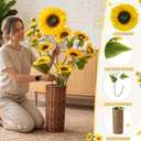 Riceshoot 4ft Large Artificial Sunflower with Woven Basket